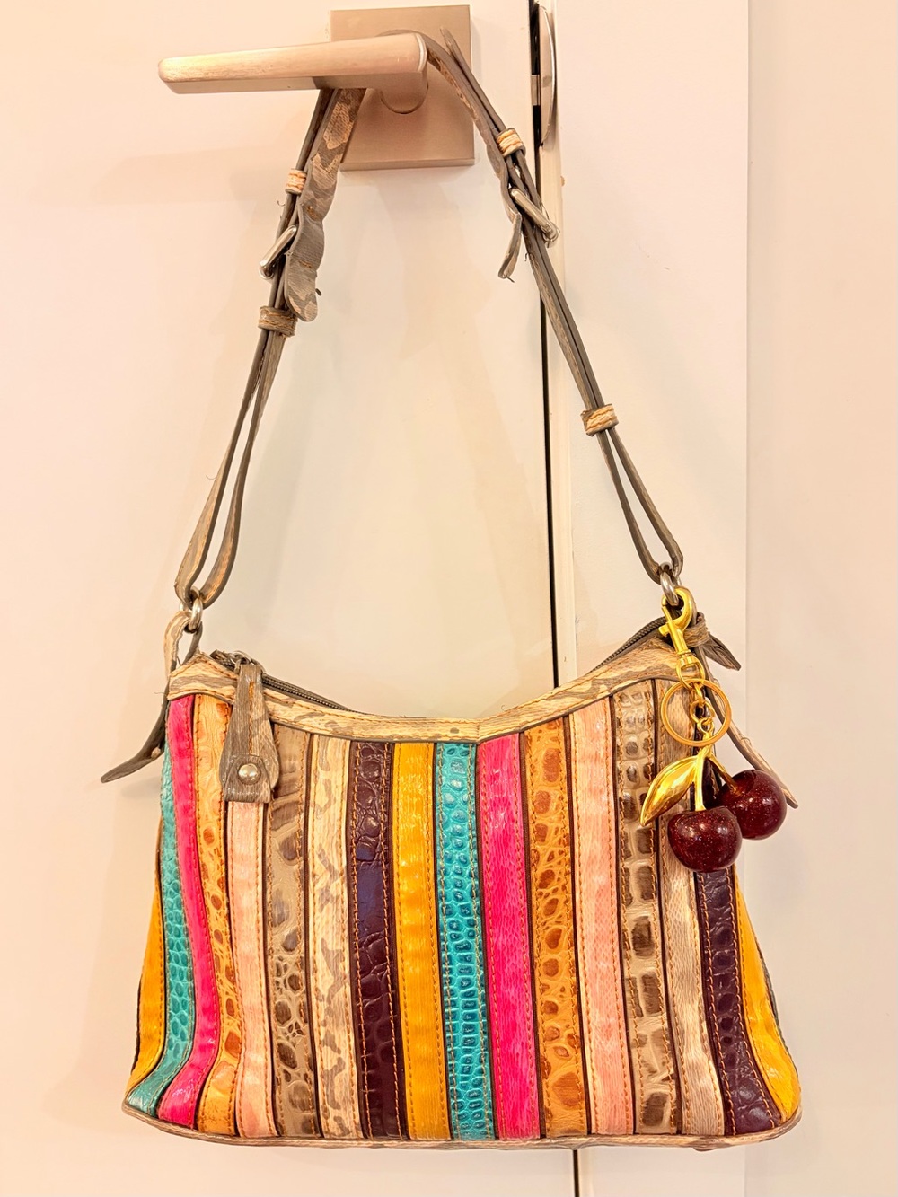 ✨ Vintage Y2K Madi Claire Genuine Leather Patchwork Shoulder Bag Boho Whimsygoth